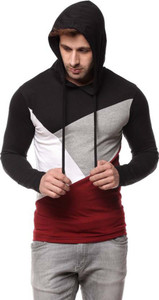 Geum Solid Men's Hooded Black T-Shirt