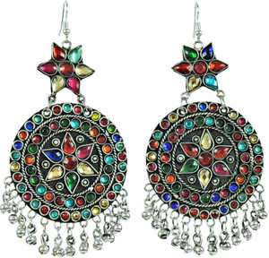 Miska Silver Afgani Earrings Crystal German Silver Chandelier Earring