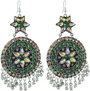 Miska Silver Afgani Earrings Crystal German Silver Chandelier Earring