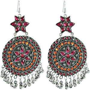 Miska Silver Afgani Earrings Crystal German Silver Chandelier Earring