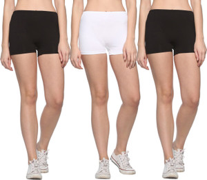 69Gal Solid Men & Women Black, White, Black Compression Shorts