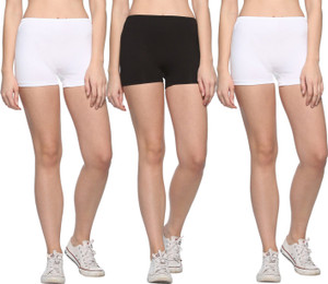 69Gal Solid Men & Women White, Black, White Compression Shorts