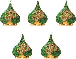 art n hub set of 5 lord shiva symbol om sign idol home décor pooja statue gift item decorative showpiece  -  4 cm(brass, green, gold)