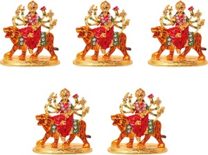art n hub set of 5 goddess durga devi / maa sherawali idol - navratri pooja statue decorative showpiece  -  4 cm(brass, multicolor)