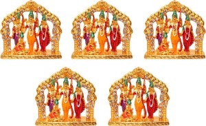 art n hub set of 5 ram darbar / lord rama ,sita, laxman and hanuman idol god statue decorative showpiece  -  4 cm(brass, multicolor)