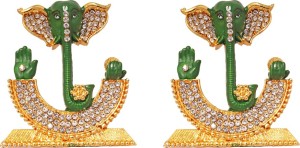 art n hub set of 2 god ganesh / ganpati / lord ganesha idol - statue gift item decorative showpiece  -  6 cm(brass, multicolor)
