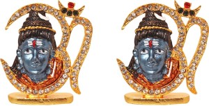 art n hub set of 2 lord shiv shankar god idol home décor statue gift decorative showpiece  -  4 cm(brass, blue, gold)
