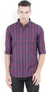 Locomotive Men's Checkered Casual Red, Dark Blue Shirt