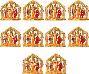 art n hub set of 10 ram darbar / lord rama ,sita, laxman and hanuman idol god statue decorative showpiece  -  4 cm(brass, multicolor)