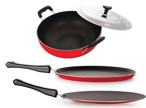 Omic Classic Range Combo Set of Dosa Tawa, Concave Tawa & Kadhai Cookware Set