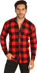 Mesh Men's Checkered Casual Red Shirt
