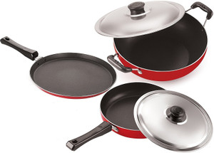 Omic Classic Range Combo Set of Dosa Tawa, Kadhai & Fry Pan Cookware Set