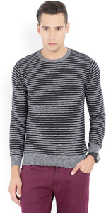 United Colors of Benetton Striped Round Neck Casual Men's Black, Grey Sweater