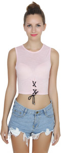 SECOND HALF Casual Sleeveless Solid Women's Pink Top