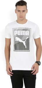 puma printed men round neck white t-shirt 85087402Puma White