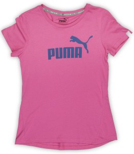 Puma Girls Printed Cotton T Shirt Pink 