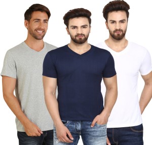 THE ARCHER Solid Men V-neck Multicolor T-Shirt