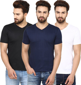 THE ARCHER Solid Men V-neck Multicolor T-Shirt