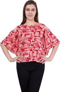 Khhalisi Party 3/4th Sleeve Tie & Dye Women's Red Top
