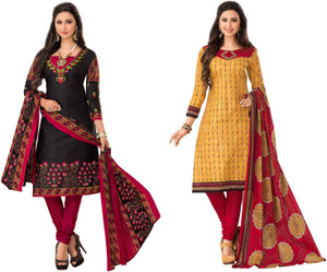 HRINKAR Cotton Printed Salwar Suit Dupatta Material, Kurti Fabric