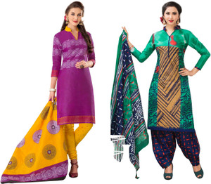 HRINKAR Cotton Printed Salwar Suit Dupatta Material, Kurti Fabric
