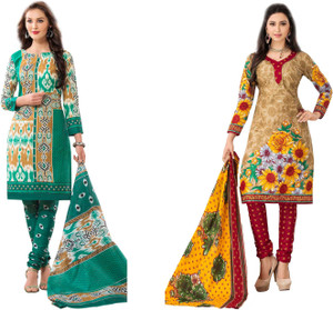 HRINKAR Cotton Printed Salwar Suit Dupatta Material, Kurti Fabric