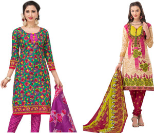 HRINKAR Cotton Printed Salwar Suit Dupatta Material, Kurti Fabric