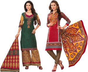 HRINKAR Cotton Printed Salwar Suit Dupatta Material, Kurti Fabric