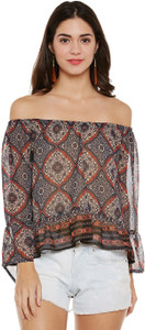 Oxolloxo Casual Full Sleeve Printed Women Multicolor Top