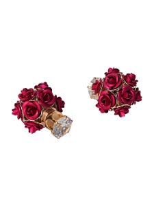 Prita Prita's Pink Rose Shape Two Sided Fancy Party Wear/Workwear Earrings for Girls and Women Alloy Stud Earring