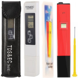 BalRama Tds + Ec + Ph Meter All-in-One Water Quality Tester COMBO of Total Dissolved Solids (TDS), Electrical Conductivity (EC), Potential of Hydrogen (PH) for Checking Water Impurities with Hold Function & Digital Thermometer in Digital TDS Meter