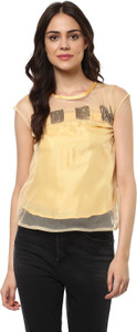 Mayra Casual Half Sleeve Solid Women's Beige Top