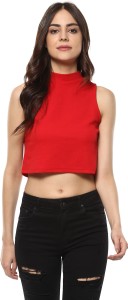 Mayra Casual Sleeveless Solid Women's Red Top
