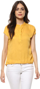 Mayra Casual Half Sleeve Solid Women's Yellow Top