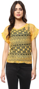 Mayra Casual Half Sleeve Solid Women's Yellow Top