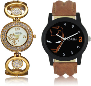 LEGENDDEAL New LR04-204 Exclsive Diamond Studed Gold Best Stylish Combo Watch - For Men & Women