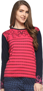 69GAL Printed Women Round Neck Pink T-Shirt