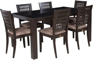 parin solid wood 6 seater dining set(finish color - brown)