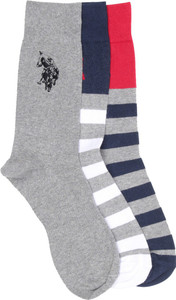 USPA Men Striped Crew Length Socks