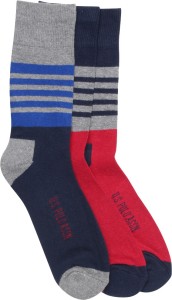 USPA Men Striped Ankle Length Socks