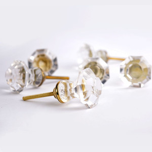 Casa Decor Pack Of 6 Crystal Glass Diamond Shape Cabinet Knob