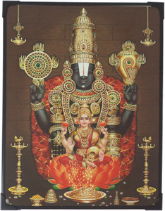Generic Lord Balaji And Lakshmi Red Garland Photo Frame 29 Cm X 22