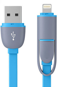 Digimart 2in1 2.1A Fast Charging Data Cable for Lightning 8 Pin & Android Micro V8 USB Cable