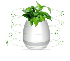 macron Creative Smart Music Flower Pot with Bluetooth Speaker and LED Light Bluetooth Home Audio Speaker