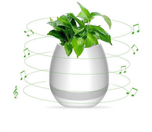 macron Creative Smart Music Flower Pot with Bluetooth Speaker and LED Light Bluetooth Home Audio Speaker