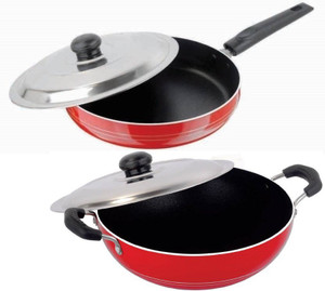 Omic Classic Range Combo 2 Pcs Set of Fry Pan 23.5cm With Lid & Kadhai Cookware Set