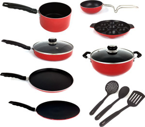 KUMAKA Premium Quality 11 pcs Non-stick Food Grade cookware With Heat Proof Nylon Spoons With Bakelite Handles Cookware Set
