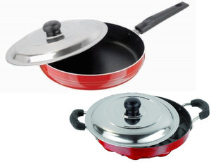 Omic Classic Range Combo 2 Pcs Set Fry Pan 23.5cm & Appam Pan With Lid Cookware Set