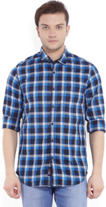 Locomotive Men's Checkered Casual Blue, Dark Blue Shirt