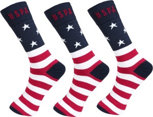 U.S. Polo Assn Men Striped Ankle Length Socks